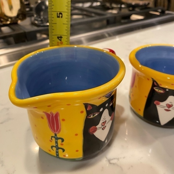 Sharon Bloom Tuxedo Cat Creamer Sugar Bowl Set Henriksen Ceramic Hand Painted - Picture 10 of 13